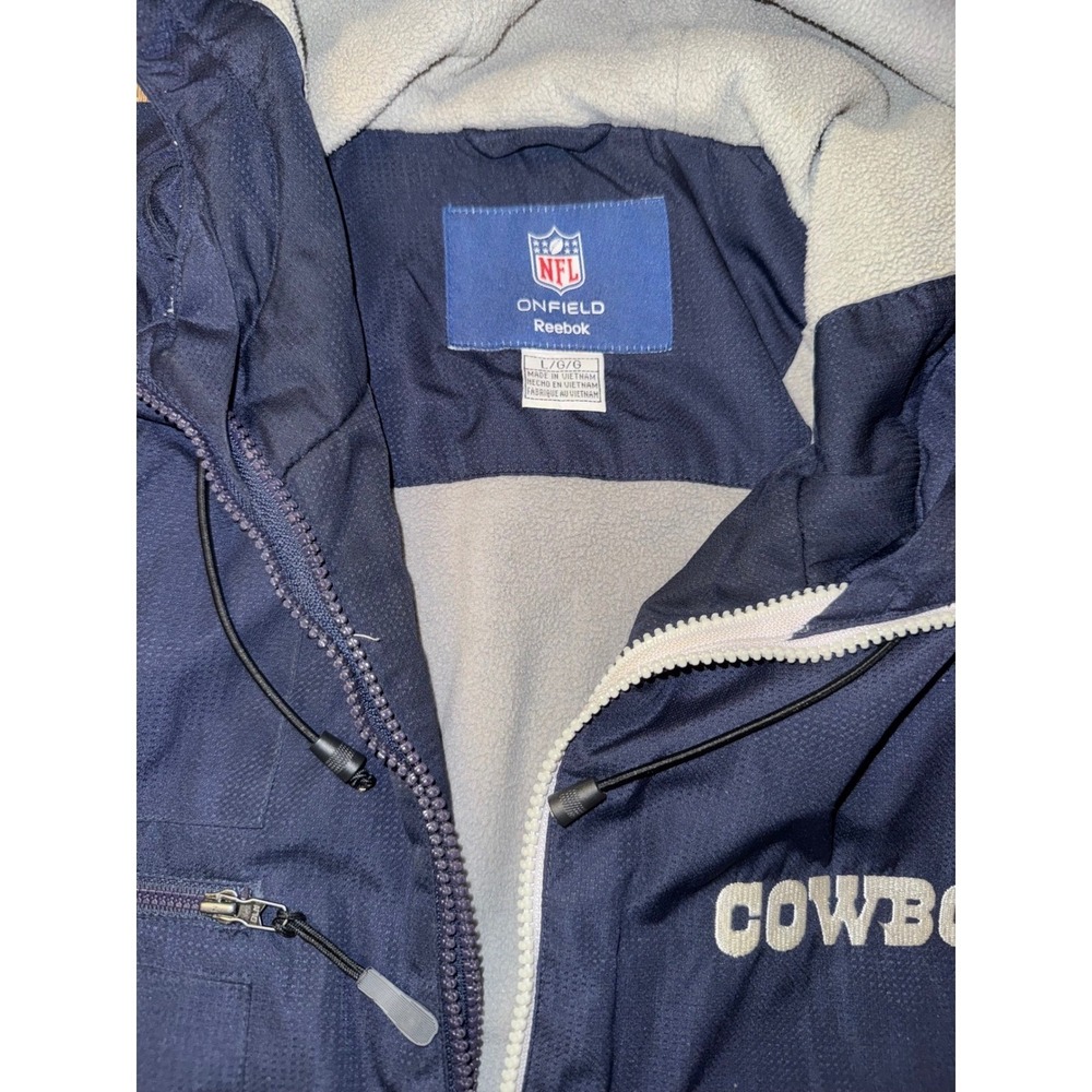 NFL Onfield Reebok Dallas Cowboys Hooded Windbreaker Jacket Navy Blue Large - Picture 6 of 9